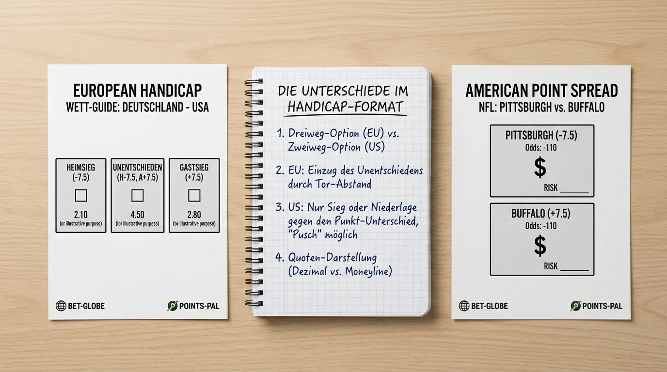 Europäisches Handicap vs amerikanischer Point Spread Vergleich bei deutschen NFL-Buchmachern