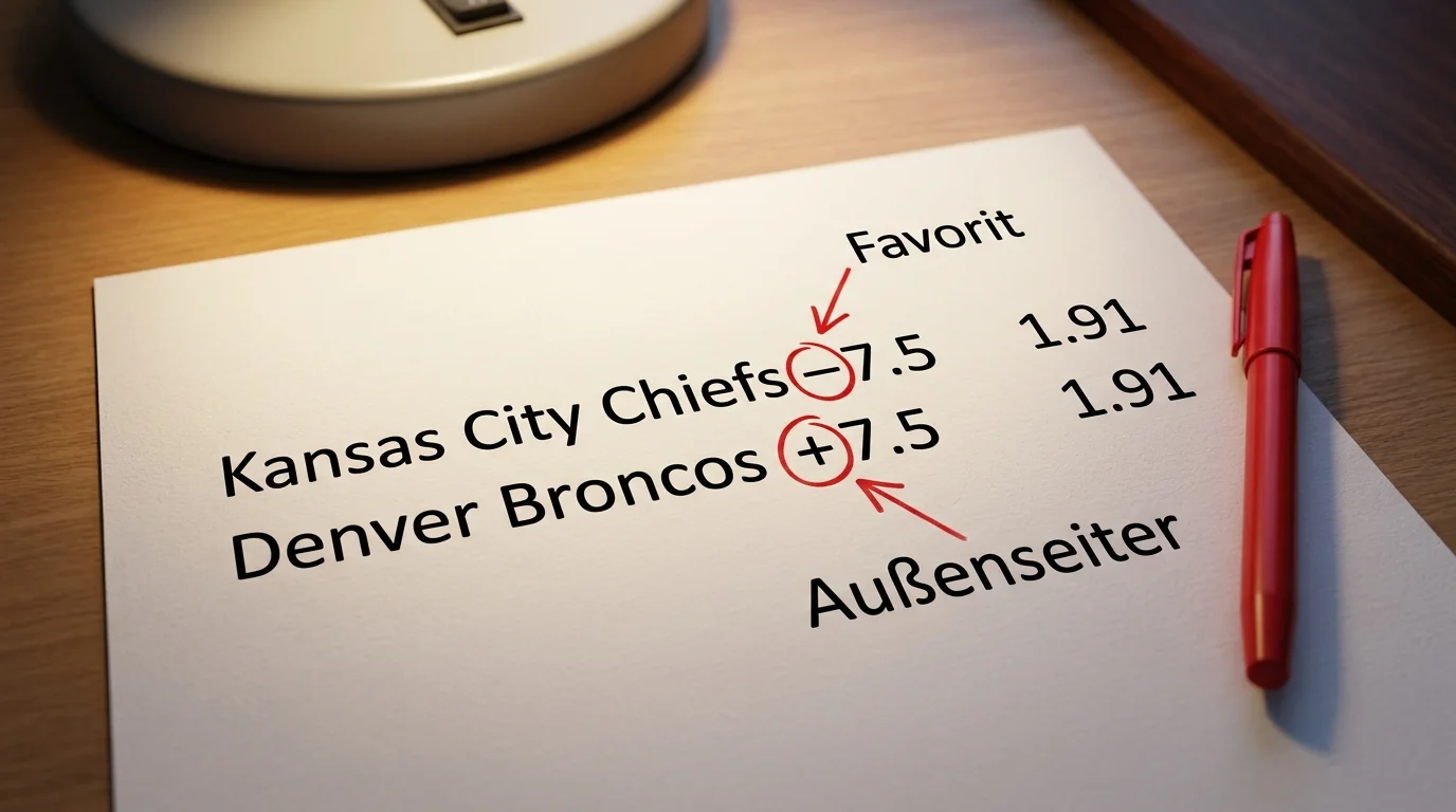 NFL Spread-Linie lesen Favorit Minuszeichen und Außenseiter Pluszeichen Handicap-Wette erklärt