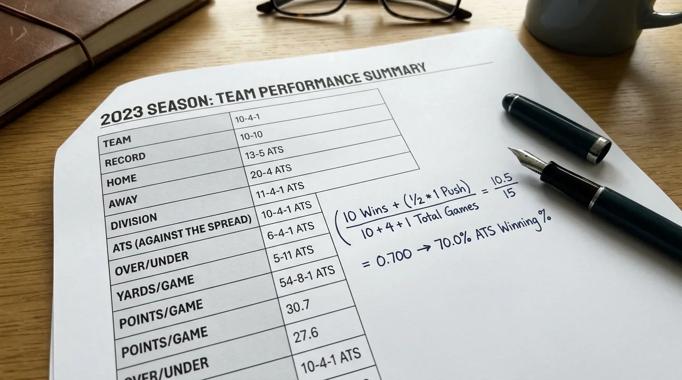 ATS-Bilanz lesen und interpretieren NFL-Team Spread-Performance Gewinn-Verlust-Quote