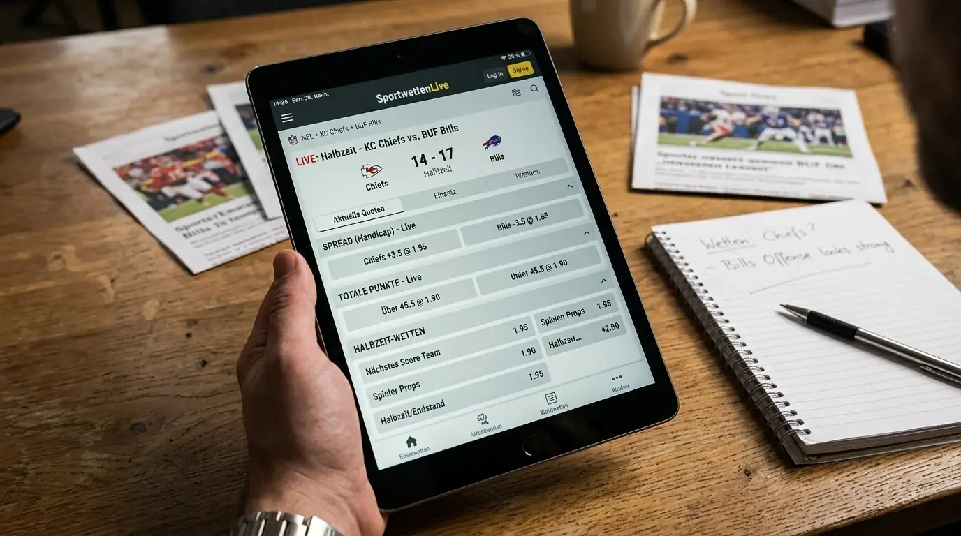 NFL Halbzeitmarkt Live-Wetten bei deutschen GGL-lizenzierten Anbietern