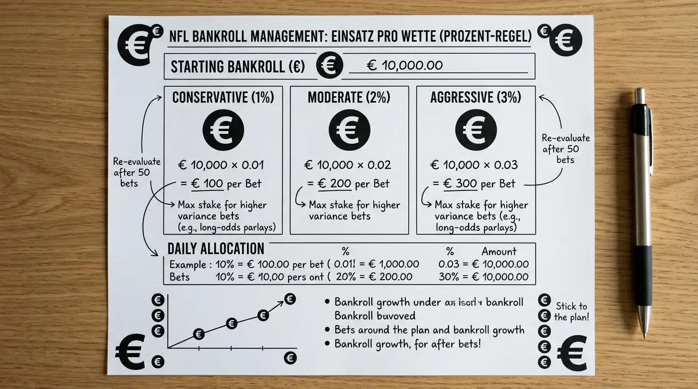 1-3 Prozent Regel Einsatzkalkulation NFL Spread-Wetten Bankroll-Management
