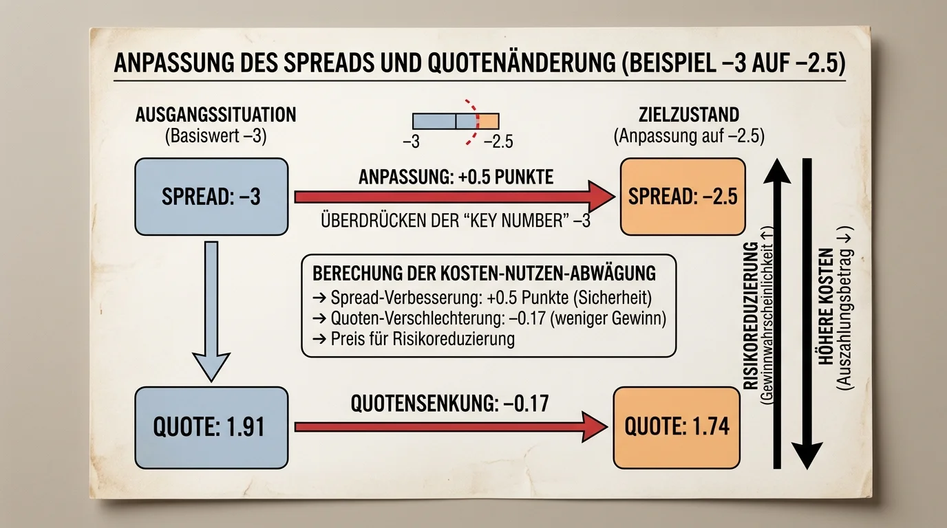 Buying Points auf Key Numbers 3 und 7 NFL Spread Aufpreis Quote Kalkulation Strategie