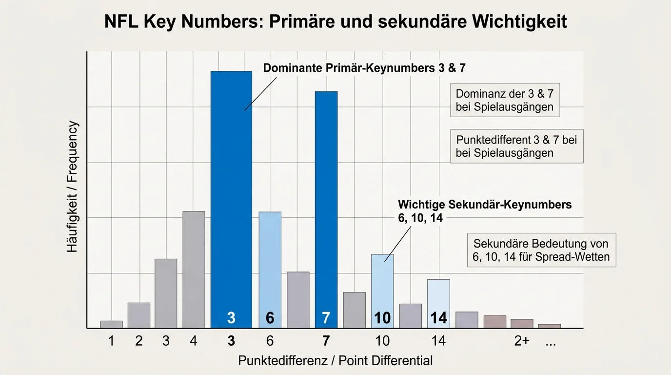 Sekundäre Key Numbers NFL Spread neben 3 und 7 weitere wichtige Punktedifferenzen