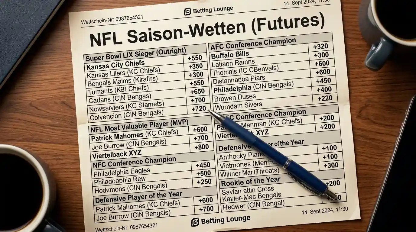 NFL Outright-Wette erklärt: Unterschied zwischen Langzeitwette und Spielwette für deutsche Sportwetter