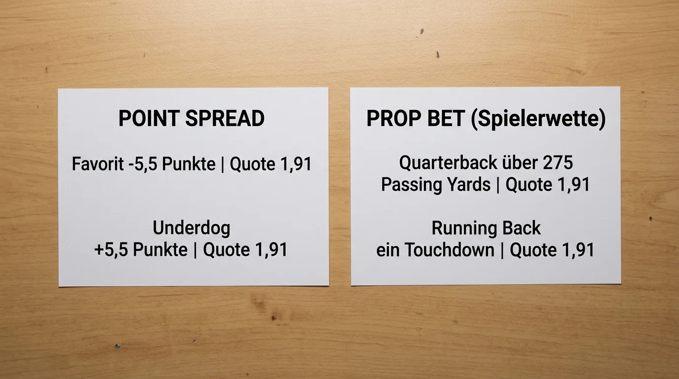 Unterschied zwischen NFL Prop Bet und Point Spread Wette — Spielerwette auf individuelle Statistiken erklärt