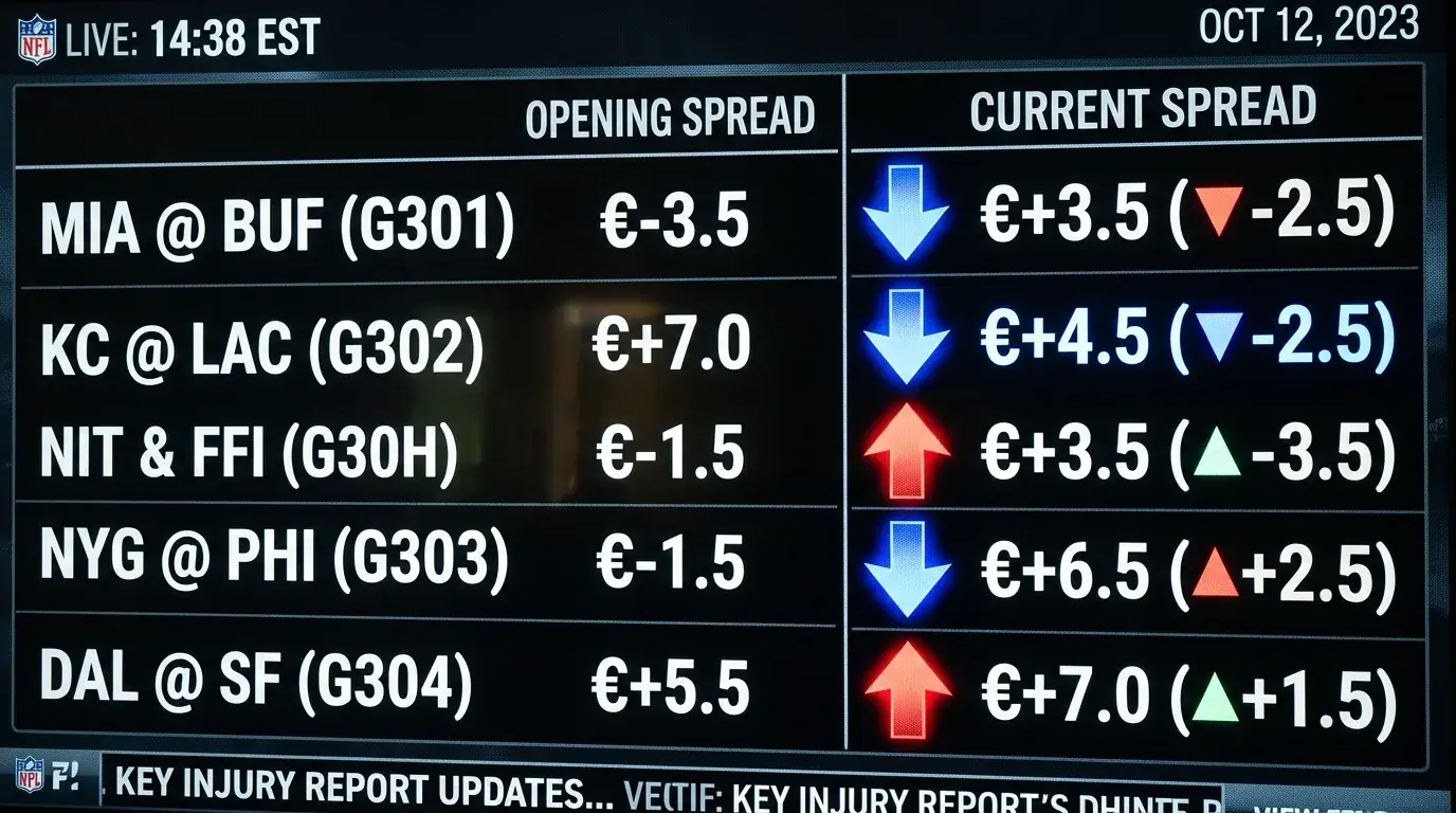 Linienverschiebung beim NFL-Spread nach Verletzung eines Schlüsselspielers — Spread-Wetten-Analyse