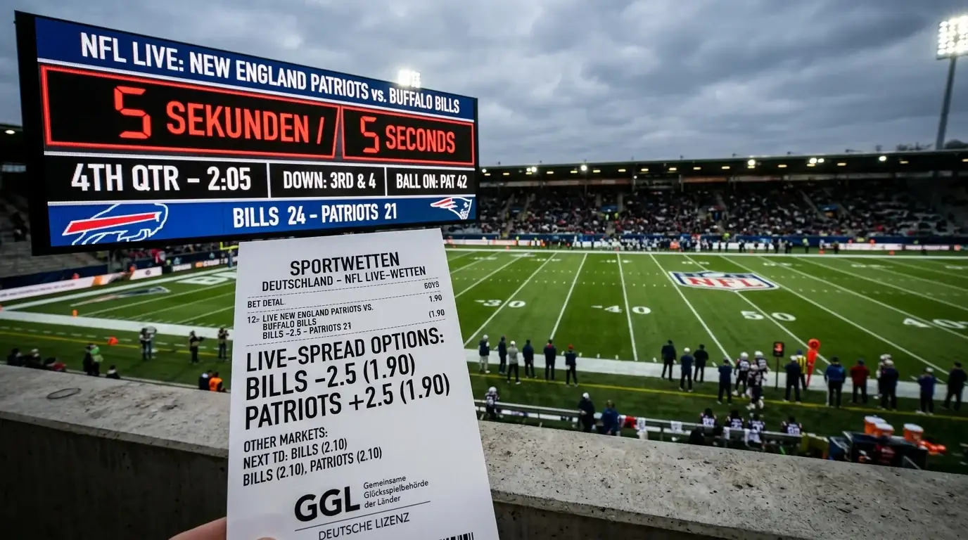 NFL Live-Wetten Beschränkungen unter GlüStV 2021 mit 5-Sekunden-Regel bei deutschen Anbietern
