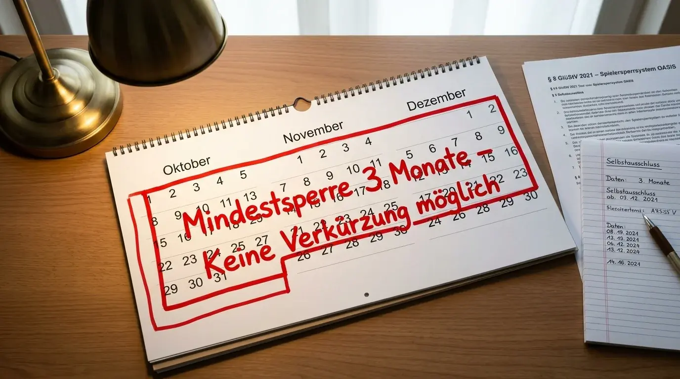 Hinweis auf die gesetzliche Mindestsperre von drei Monaten im OASIS-Sperrsystem Deutschland