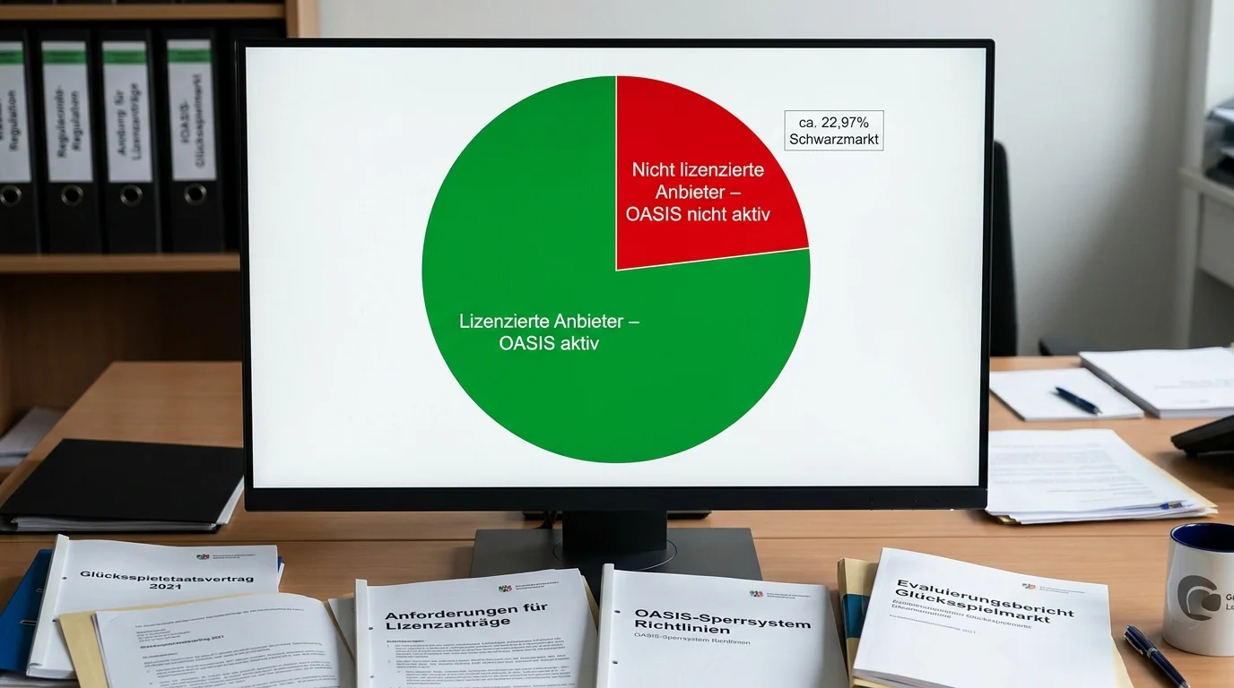 Grafik zeigt die Reichweitengrenzen von OASIS bei nicht lizenzierten Sportwettanbietern in Deutschland