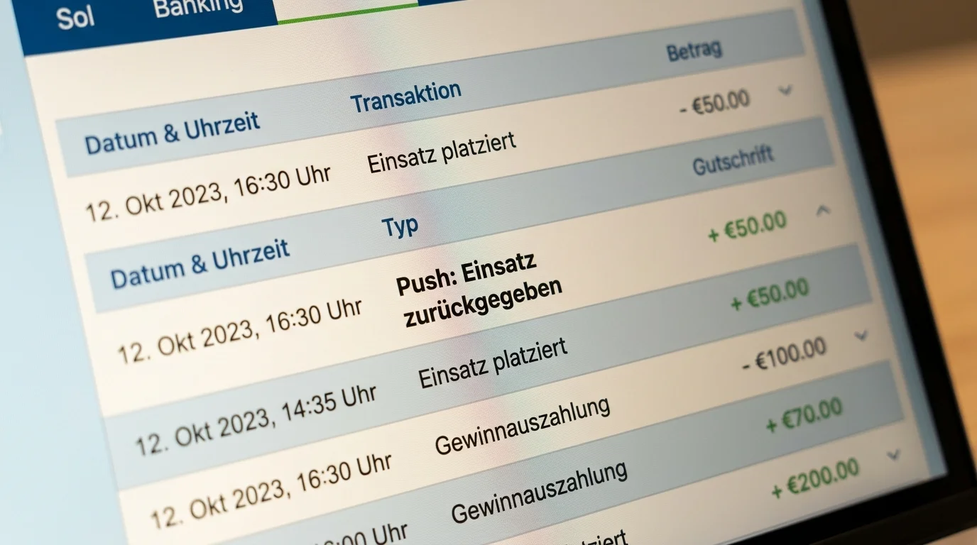 Einsatz Rückgabe nach Push bei NFL Spread-Wette Wettkonto Buchmacher Deutschland