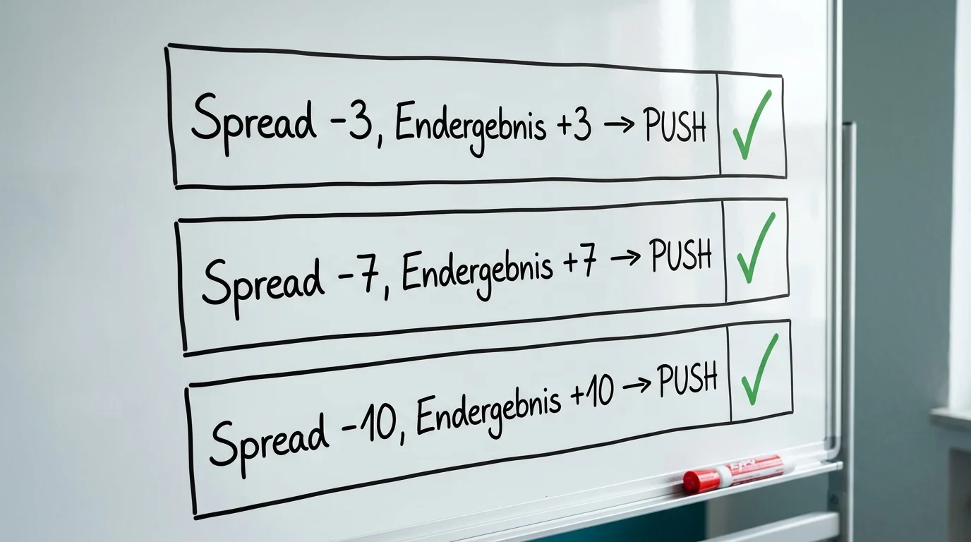 NFL-Beispiele für Push bei geraden Spread-Linien minus 3 minus 7 Punkt Differenz Wette