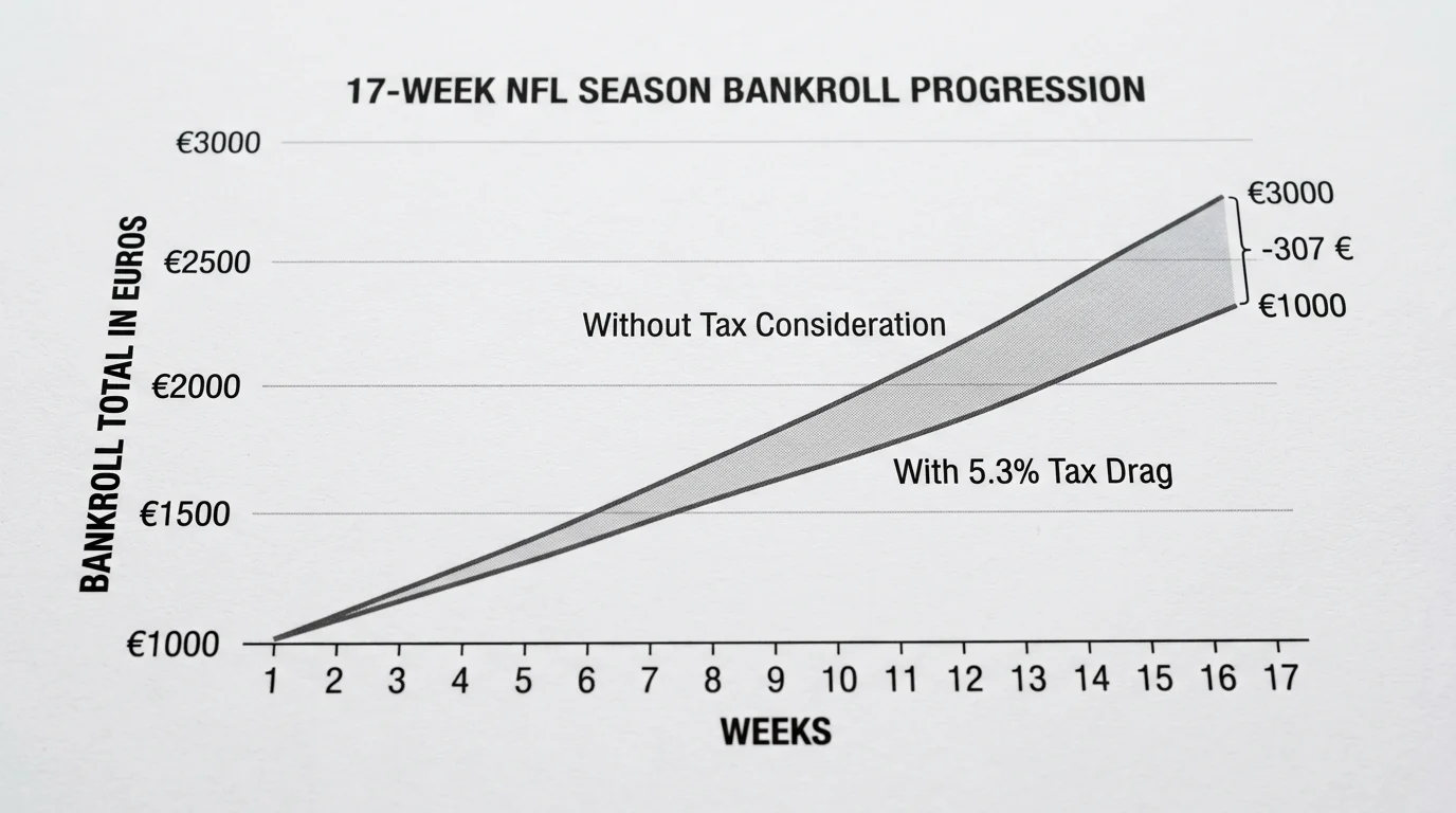 Langzeitwirkung der deutschen Sportwettsteuer 5,3 Prozent auf die NFL-Wett-Bankroll über eine Saison