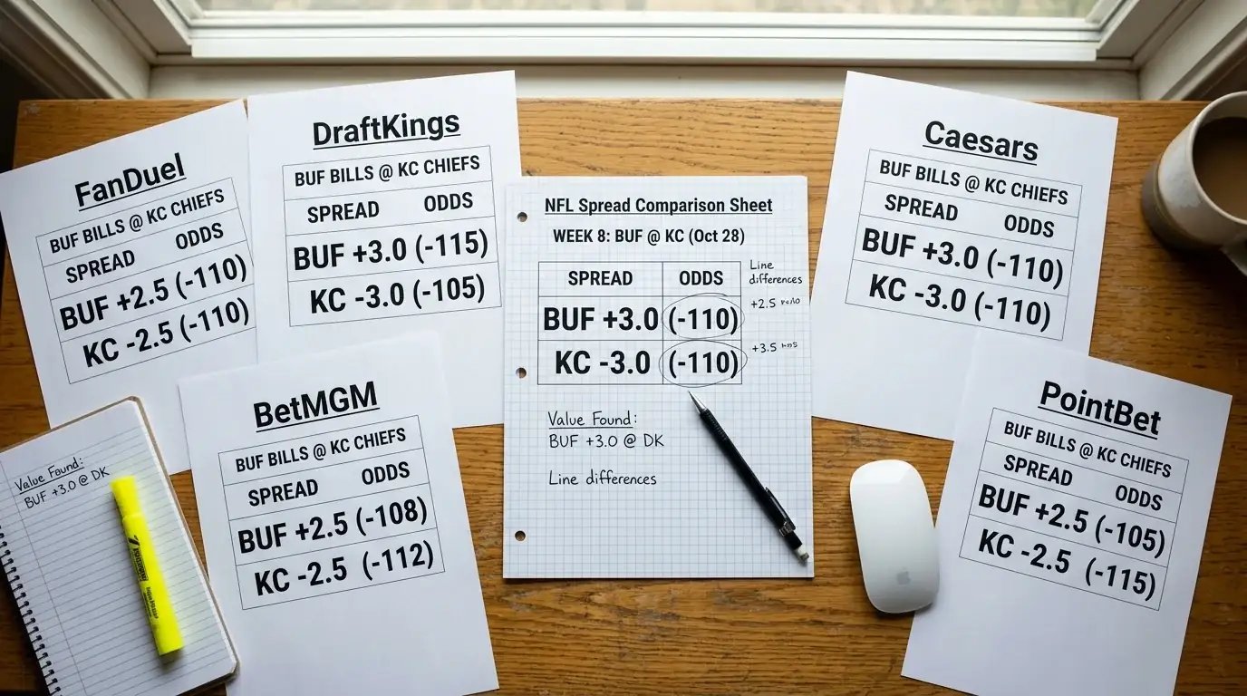 Linienvergleich zwischen Anbietern zur Identifikation von Value Bets im NFL Spread