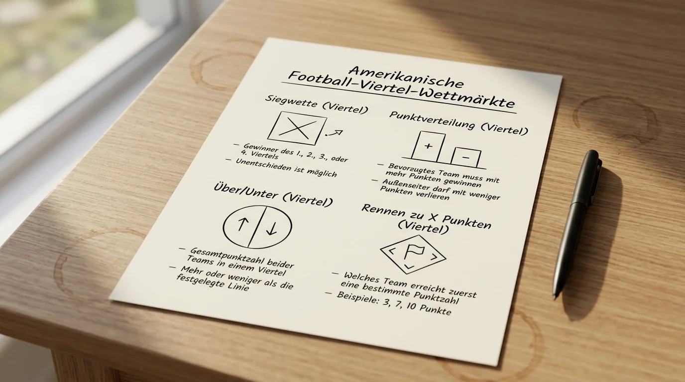 Übersicht der verfügbaren Quarter-Märkte für Viertelwetten im American Football
