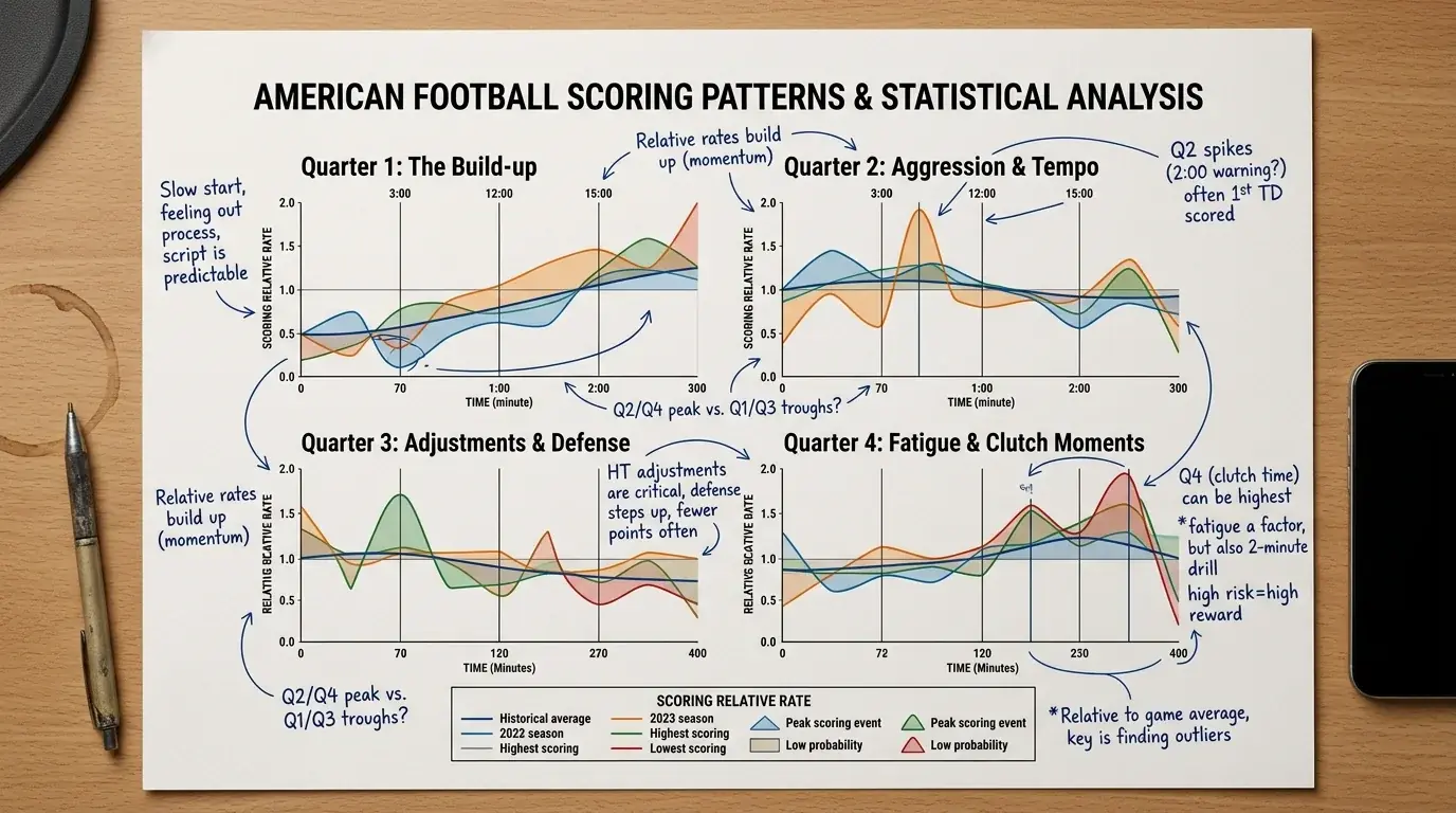 NFL Scoring-Muster nach Vierteln Analyse fuer Quarter Over Under Wetten